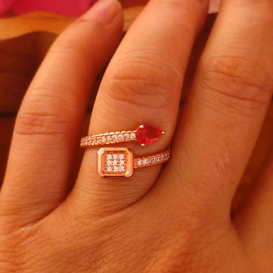 Red Emerald Cut Ruby Halo Ring